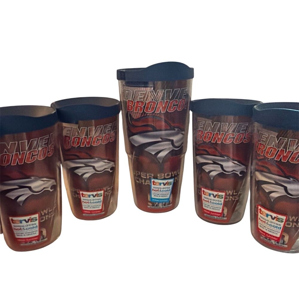 NFL Super Bowl 50 Logos Tervis Tumblers Lot 7 Cup Denver Broncos 2015 Champions